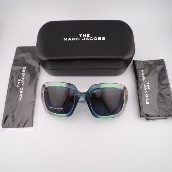 Marc Jacobs Bold Square Wraparound Shades, Green Blue Unique Statement Big 59mm main image 8